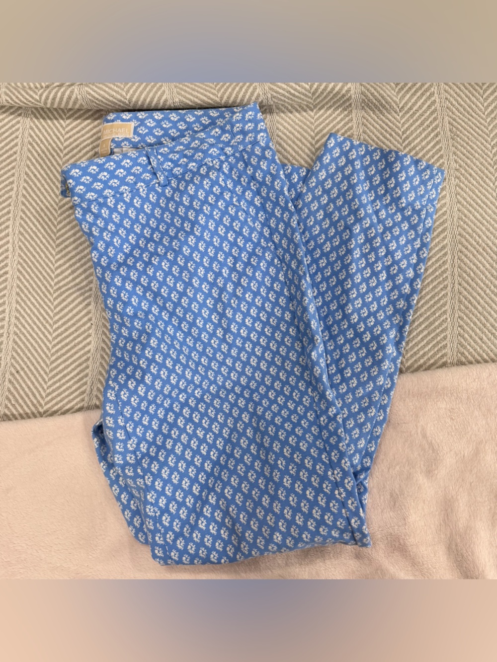 Michael Kors Light Blue Floral Blue Print Pants